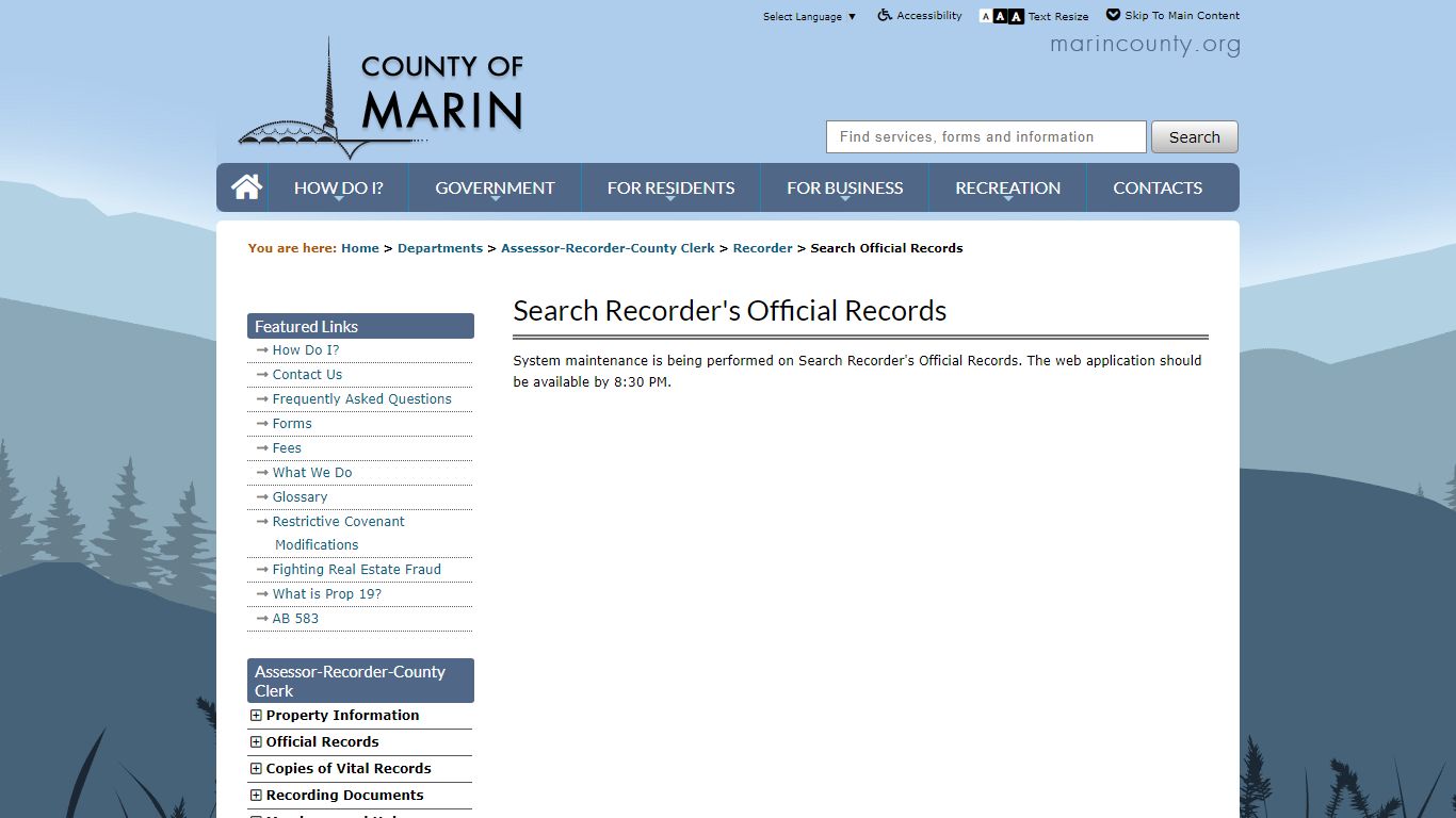 Search Recorder's Official Records - Marin County